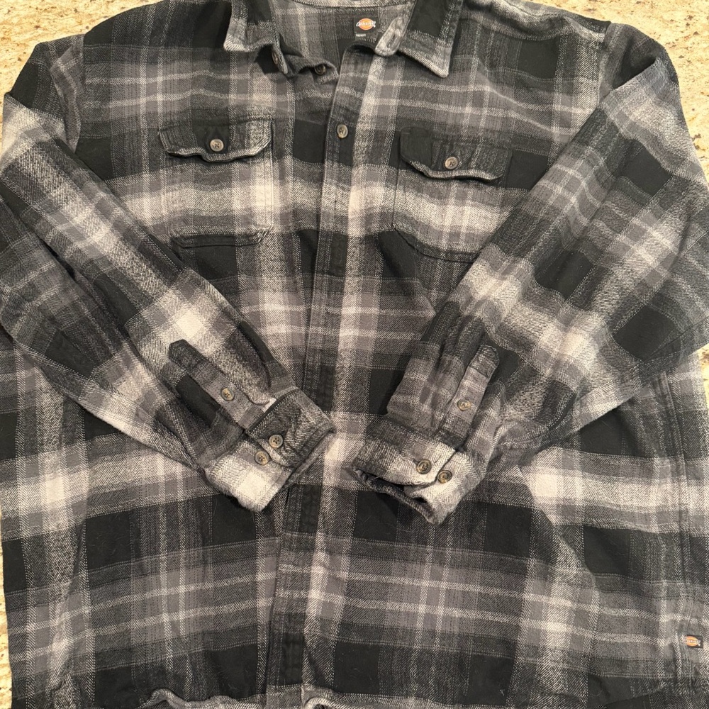 Dickies Charcoal and Black Plaid Shirt Jacket (4XL)